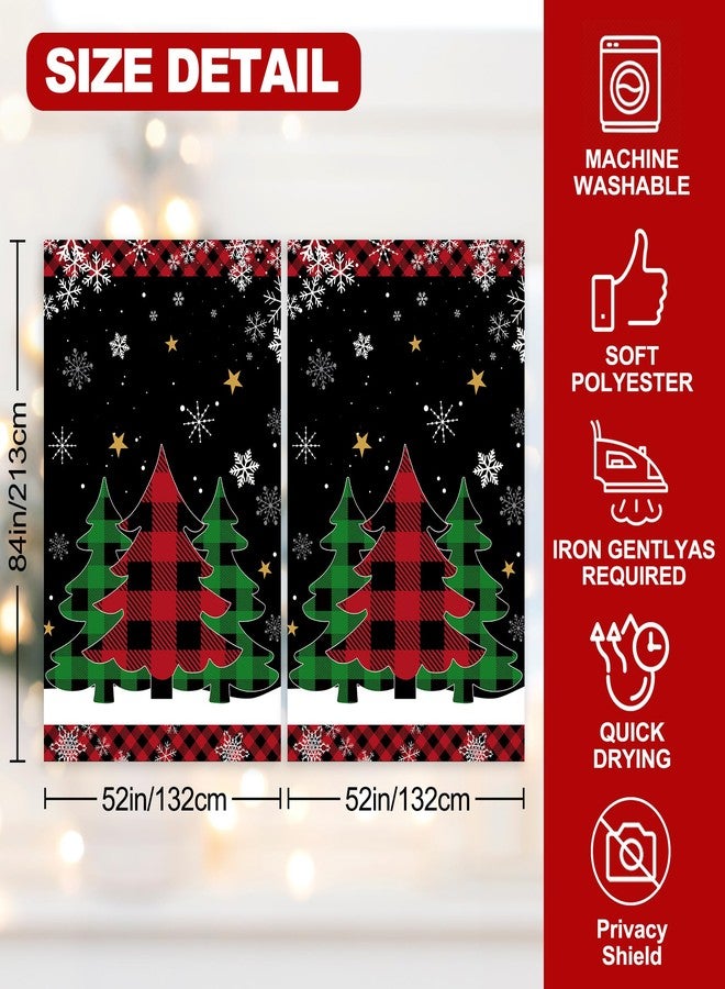 FUTBU Christmas Living Room Curtains 84 Inch Length 2 Panels Set, Christmas Trees Bedroom Curtains - Sheer Light Filtering Winter Trees Buffalo Plaid Pattern Drapes, Xmas Curtain Home Decor 52x84 Inches - Image 2
